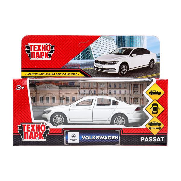 Машина металл VOLKSWAGEN PASSAT 12 см, двери, багаж, инерц, белый , кор. Технопарк в кор.2*36шт