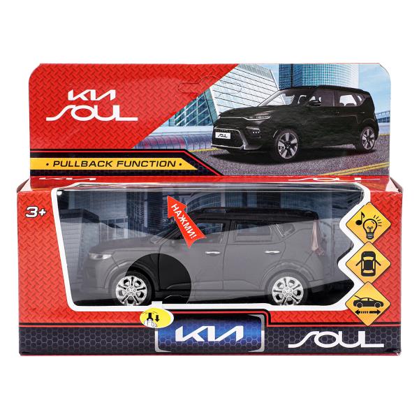 Машина металл свет-звук KIA soul 12 см, двер, инер, черный МАТОВЫЙ, кор. Технопарк в кор.2*36шт