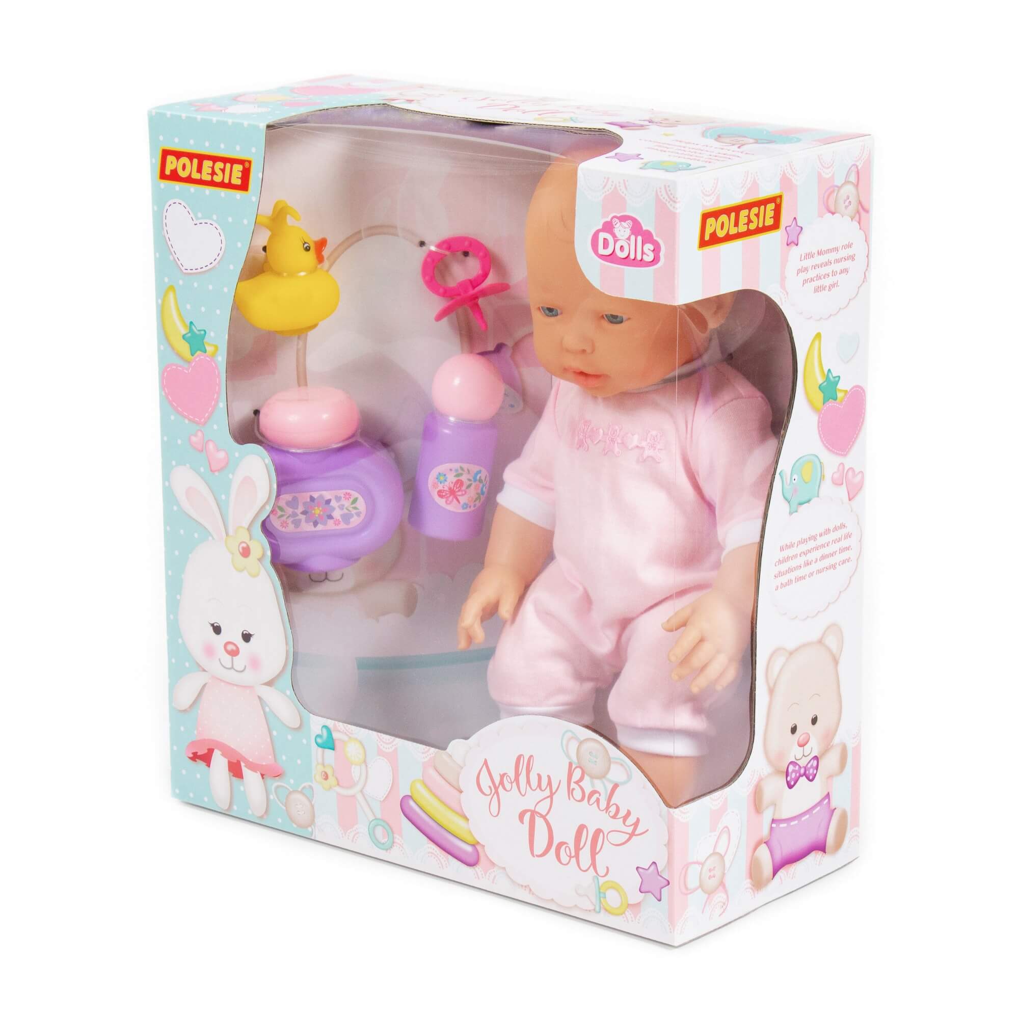 арт 78360, Пупс Весёлый (35 см) с соской + набор для купания (3 элемента) (в коробке)