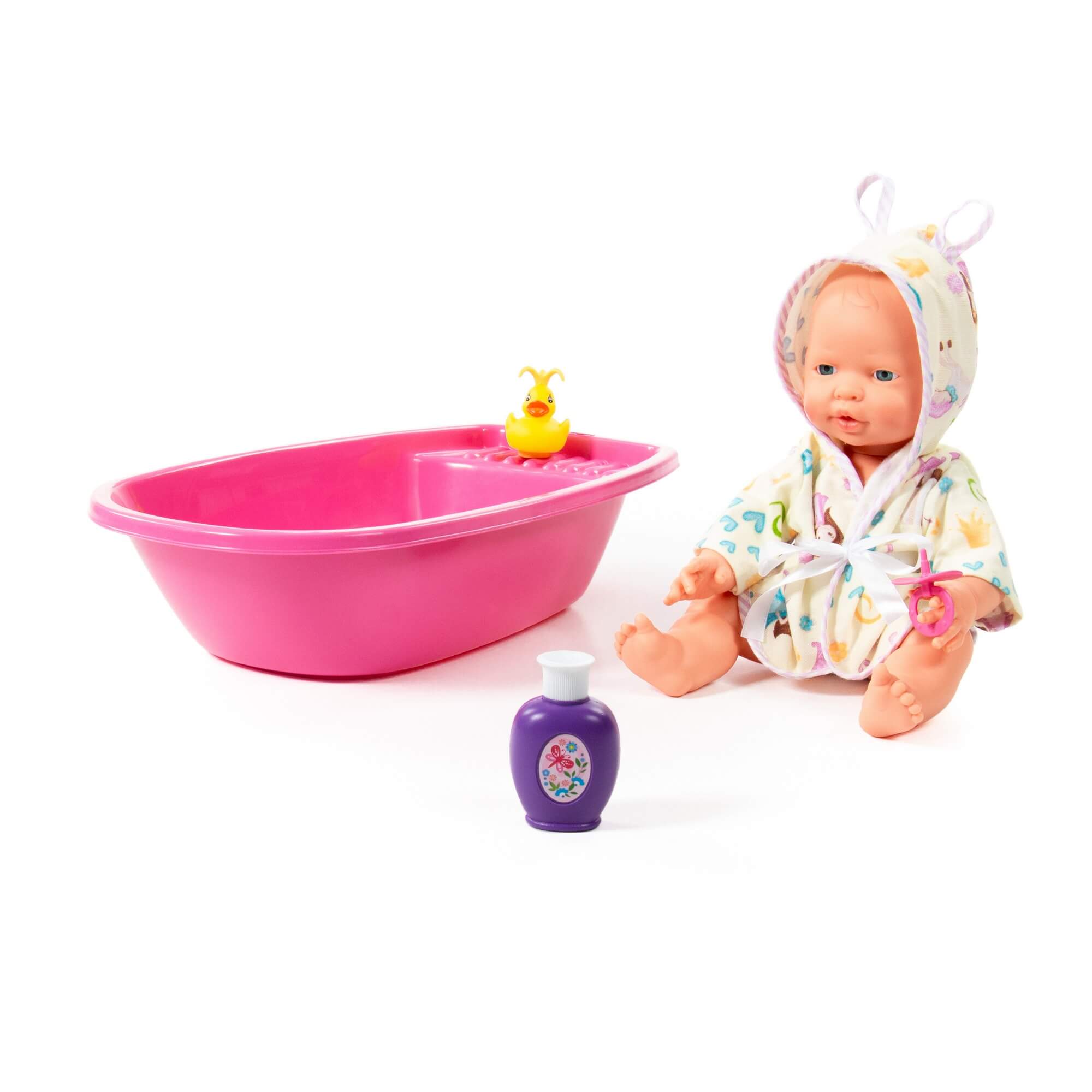 арт 78575, Пупс Весёлый (35 см) с соской + ванночка и набор для купания (2 элемента) (в коробке) (Вид 2)
