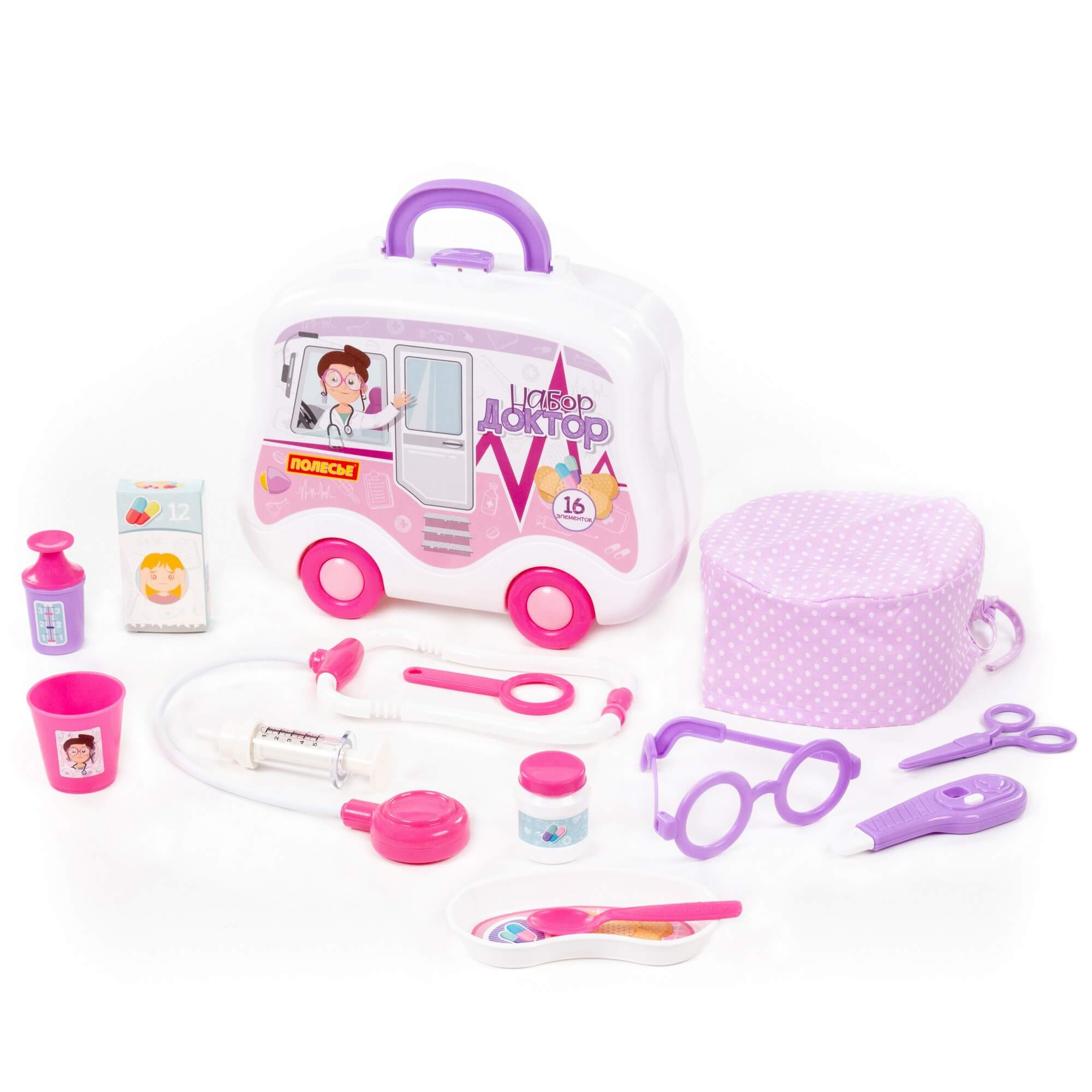 арт 94230, Набор Доктор №18 (16 элементов) (в чемоданчике на колёсиках)