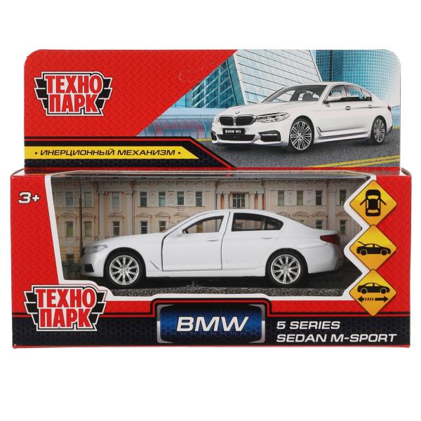 Машина металл BMW 5-ER SEDAN M-SPORT 12 см, двери, багаж, бел, кор. Технопарк 5ER-12-WH