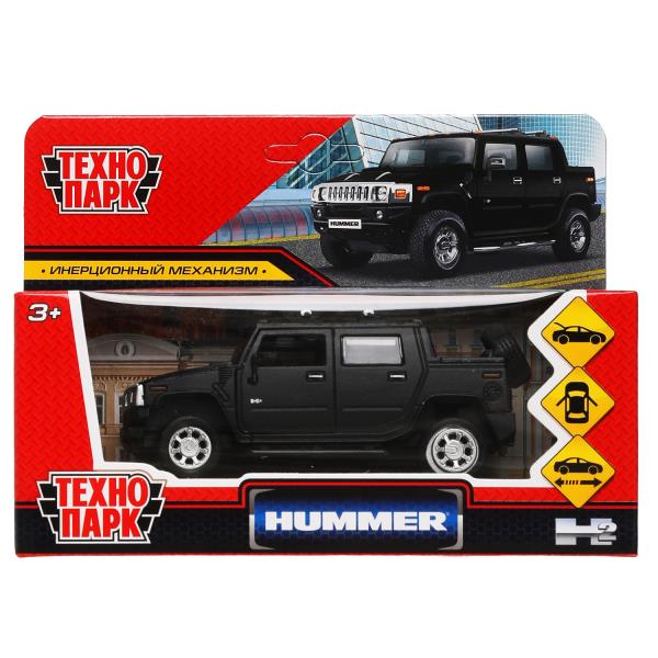 Машина металл HUMMER H2 PICKUP МАТОВЫЙ 12 см, двери, багажн, черный, кор. Технопарк HUM2PICKUP-12MAT