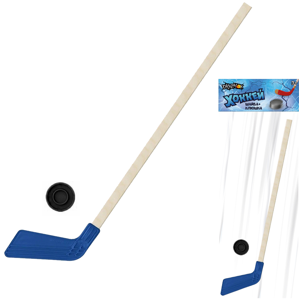 Набор хоккейный клюшка Dvizhok 80см,1 шайба цв. синий ХК 2