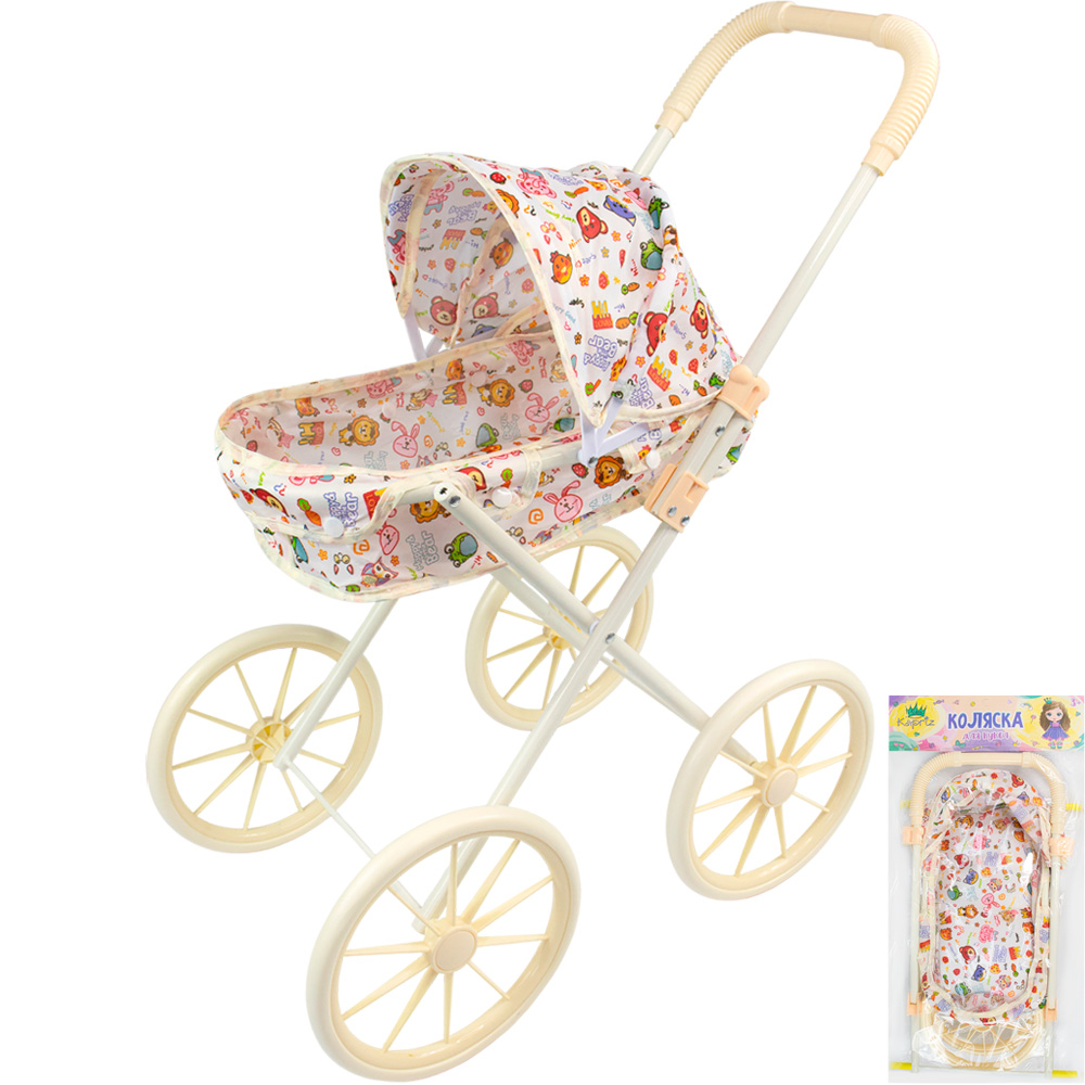 Коляска д/куклы Miss Kapriz MKD15C большие колеса в пак.