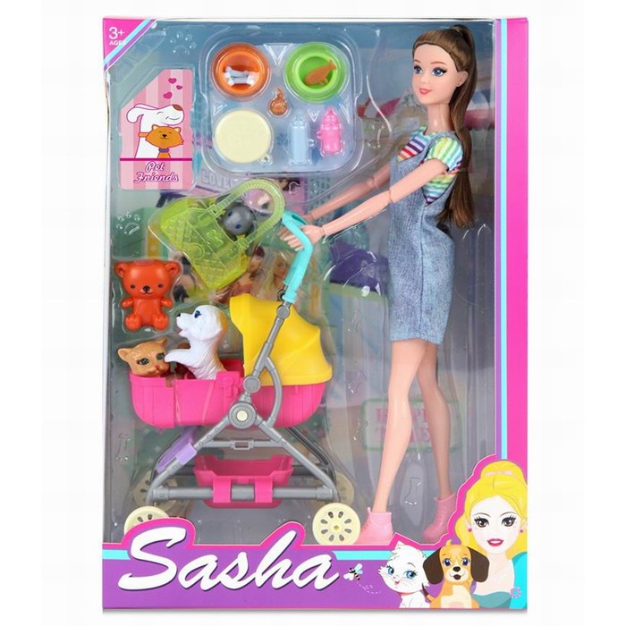 Кукла 51820 Саша с питомцами и аксесс. в кор.