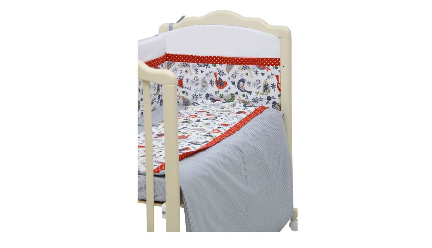 Борт Polini kids Кантри в кроватку 120х60, красный, со съемным чехлом (Вид 3)