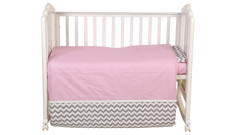Комплект постельного белья Polini kids Зигзаг, 120х60, серо-розовый (Вид 3)