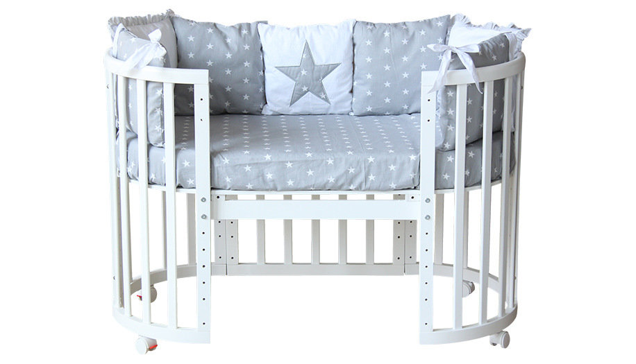 Комплект в кроватку Polini kids Звезды 5 предметов, 120х60, серый (Вид 1)