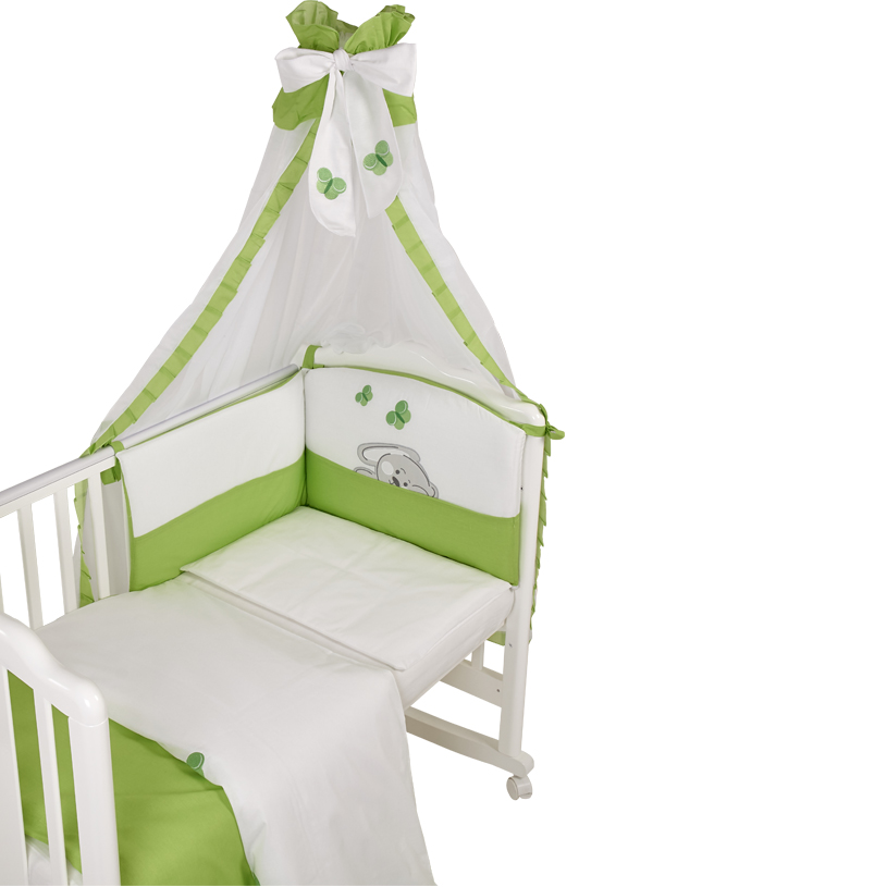Комплект в кроватку Polini kids Зайки 7 предметов, зеленый 120х60 (Вид 2)