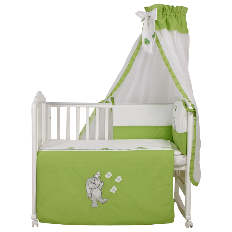 Комплект в кроватку Polini kids Зайки 7 предметов, зеленый 120х60 (Вид 5)