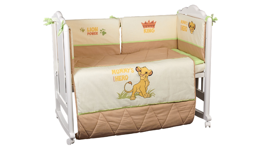 Комплект в кроватку Polini kids Disney baby Король лев, 5 предметов, макиато