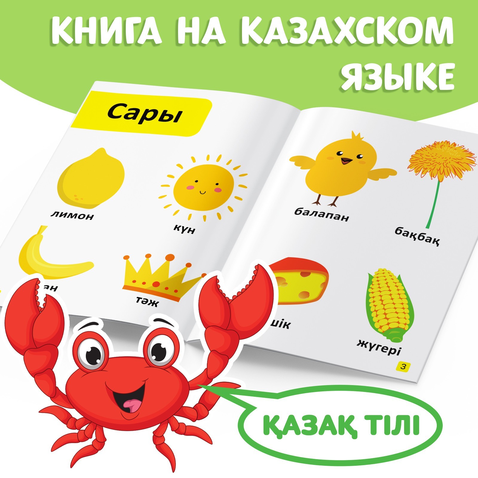 Обучающая книга Учим цвета, казахский язык, 20 стр. 9909052 (Вид 4)