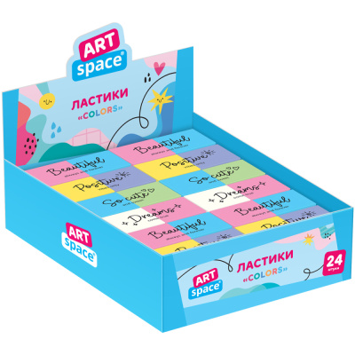 Ластик ArtSpace Colors, прямоугольный, 44*22*11мм (Вид 2)