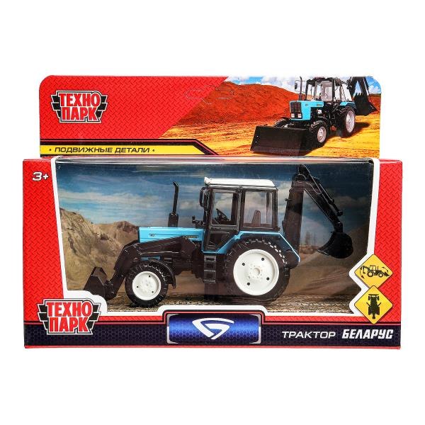 Модель металл МТЗ ТРАКТОР беларус 11 см, подв. элем, син, кор. Технопарк BELARUS-11-BU (72)