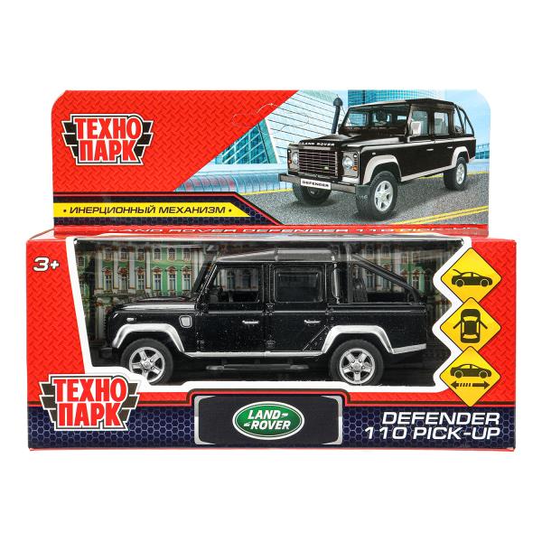 Машина металл LAND ROVER DEFENDER PICKUP 12 см, двери, багаж, черный, кор. Технопарк DEFPICKUP-12-BK