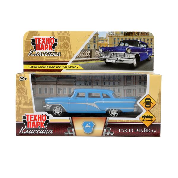 Машина металл газ-13 чайка 12 см, двери, инерц, синий,кор. Технопарк GAZ13-12-BU