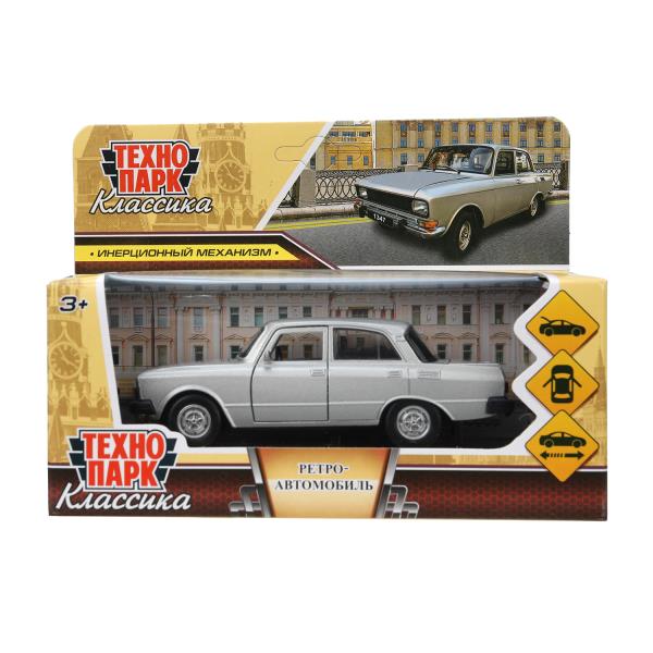 Машина металл ретро-модель,12,5 см, дв, баг, ин, серебр, кор. Технопарк AZLK2140M-12-SR (72)
