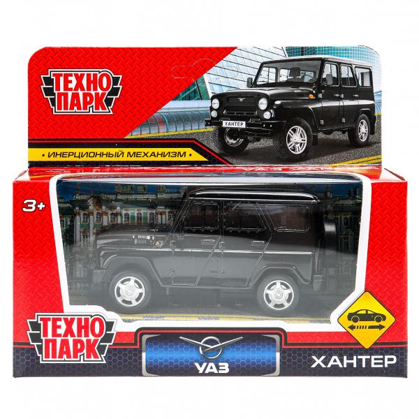 Машина металл УАЗ  ХАНТЕР длина 10,5 см, инерция, черный, кор. Технопарк HUNTER-11-BK-WOD