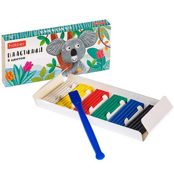 Пластилин 6 цветов 120гр. со стеком -COLORA- PL_071782 Hatber