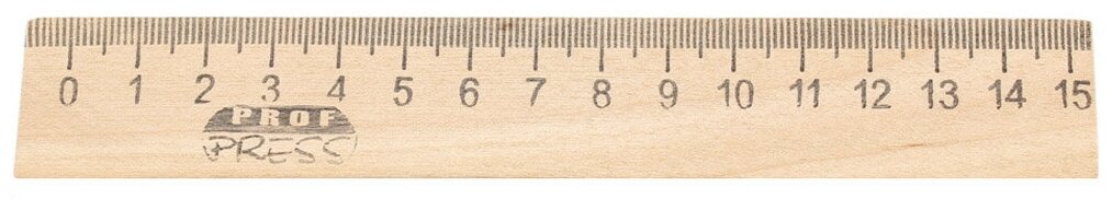 Линейка деревянная (Л-4264) 15 см, кратно 50