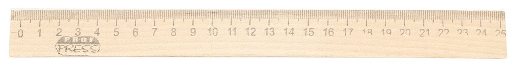 Линейка деревянная (Л-4266) 25 см, кратно 50