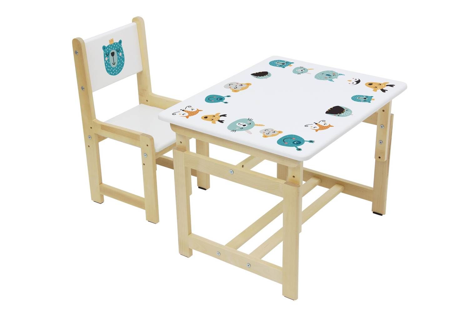 Комплект растущей детской мебели Polini kids Eco 400 SM Смайл, 68х55 см, белый-натуральный (Вид 1)