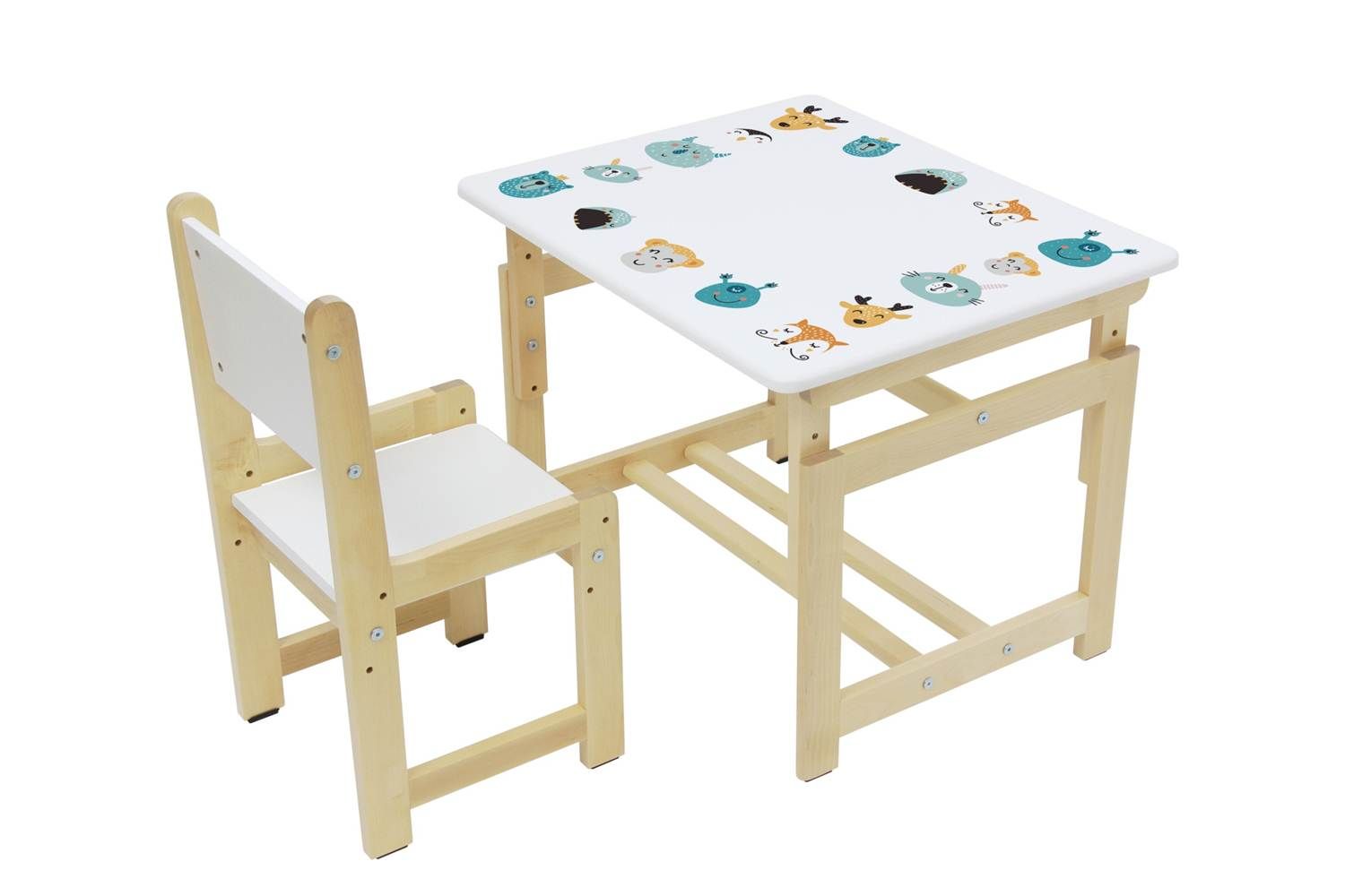 Комплект растущей детской мебели Polini kids Eco 400 SM Смайл, 68х55 см, белый-натуральный (Вид 3)