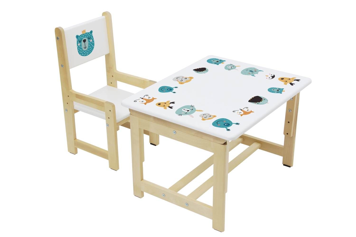 Комплект растущей детской мебели Polini kids Eco 400 SM Смайл, 68х55 см, белый-натуральный (Вид 4)