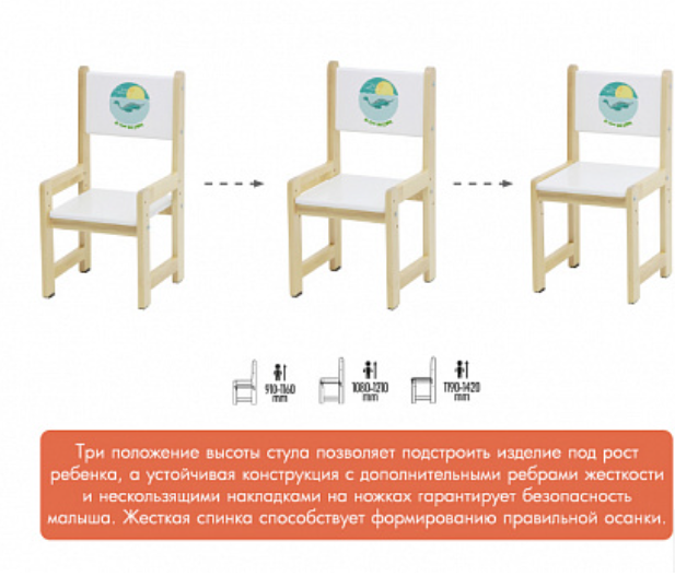 Комплект растущей детской мебели Polini kids Eco 400 SM, Дино 1, 68х55 см, белый-натуральный (Вид 3)