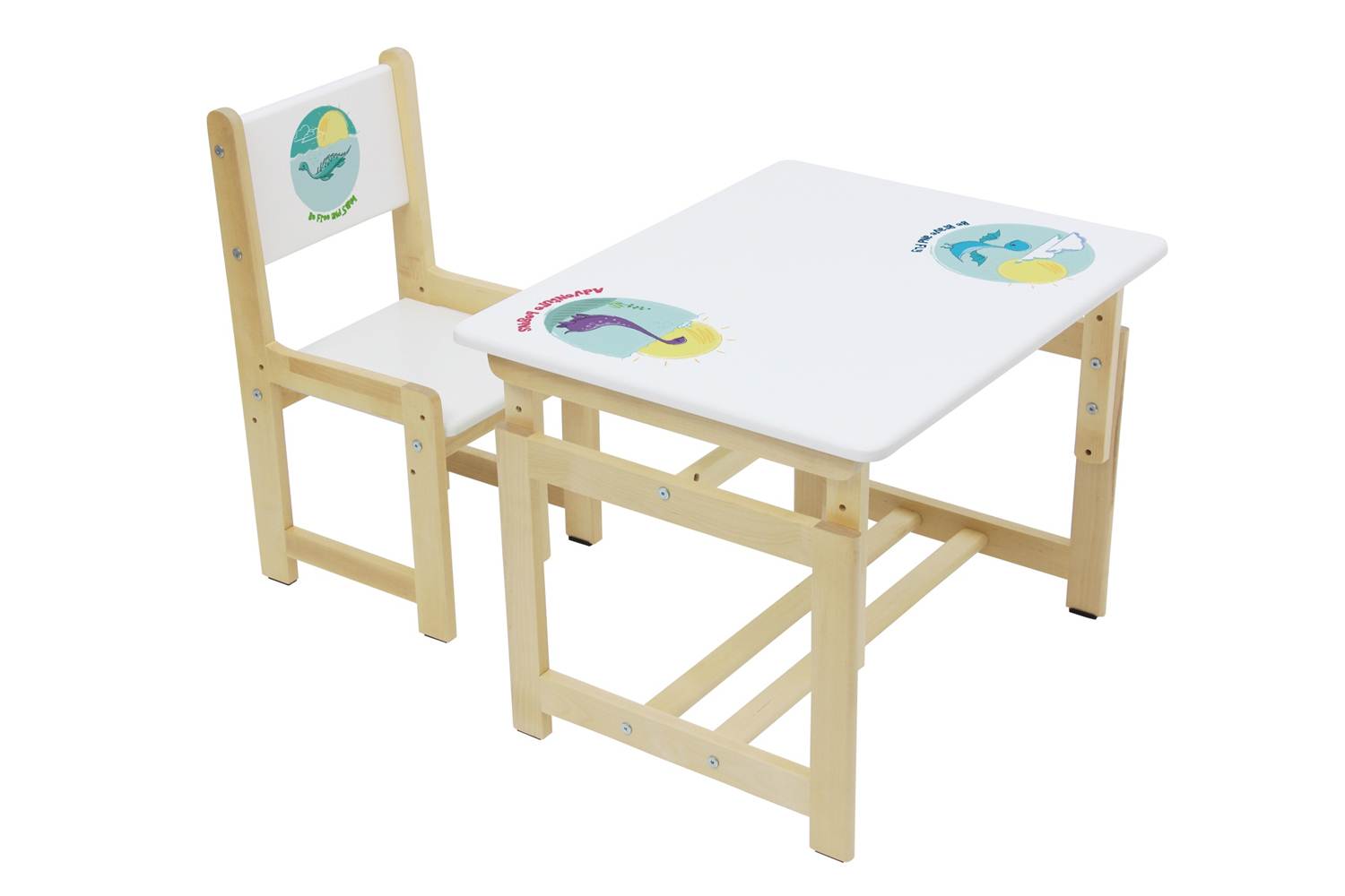 Комплект растущей детской мебели Polini kids Eco 400 SM, Дино 1, 68х55 см, белый-натуральный (Вид 1)
