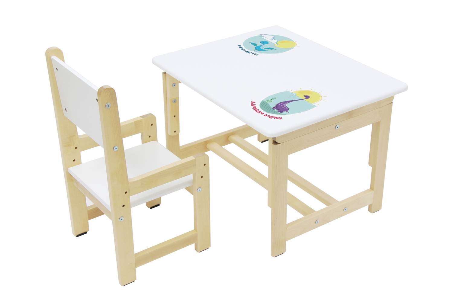 Комплект растущей детской мебели Polini kids Eco 400 SM, Дино 1, 68х55 см, белый-натуральный (Вид 5)