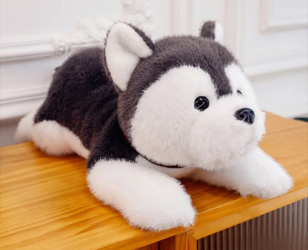 Мягкая игрушка собачка ,цвет серый/белый,40 см арт.K555-419