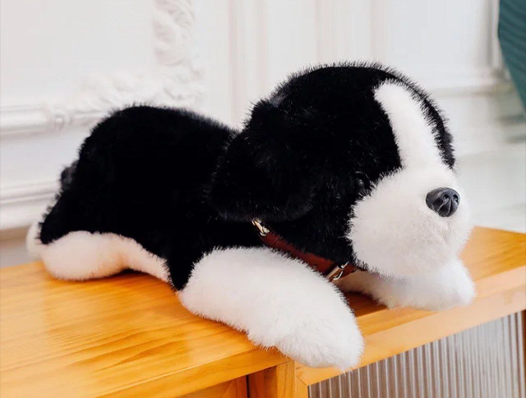 Мягкая игрушка собачка ,цвет черный/белый,40 см арт.K555-419