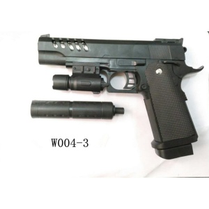 Пистолет с лазер. прицелом, с глушителем W004-3 в пак. в кор.2*72шт