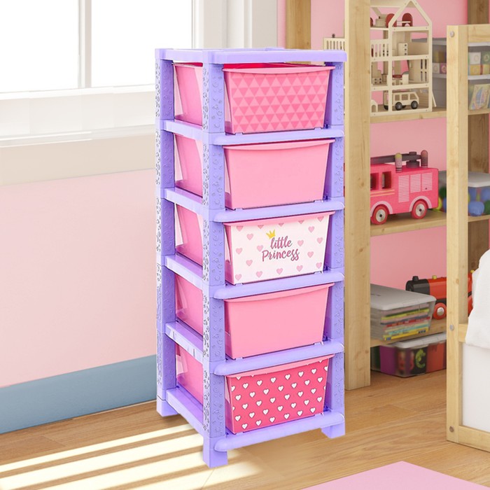 Комод детский «Принцесса », 5 секции  цвет : фиолетово-розовый 6880929 (Фото 2)