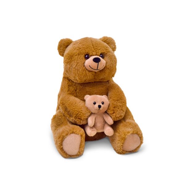 Медведица с малышом сидящая муз. 23,5см. (Лава)