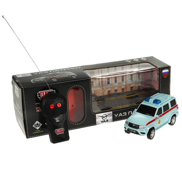 Машина р/у УАЗ ПАТРИОТ РОСГВАРДИЯ 15,5 см, свет, серый, кор. Технопарк PATRIOT-15RCROS-GY