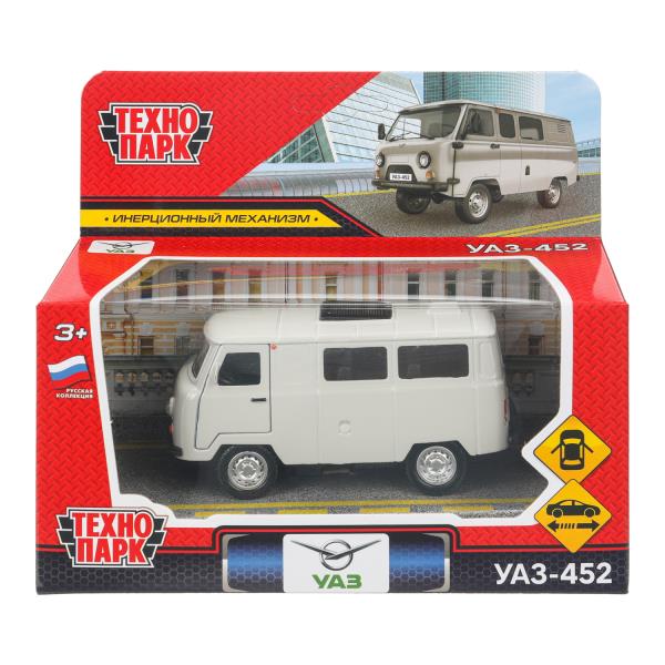 Машина металл уаз-452 буханка 10,5 см, дв, инерц, серебристый, кор. Технопарк UAZ452-11-SR