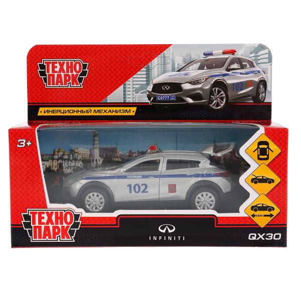 Машина металл INFINITI QX30 ПОЛИЦИЯ 12 см багаж, инерц, серебристый кор Технопарк QX30-P