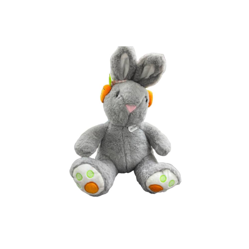 Мягкая игрушка Заяц с морковкой на голове 35см (Вид 1)
