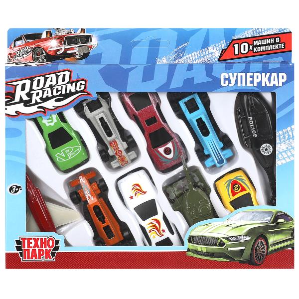 Машина металл ROAD RACING набор СУПЕРКАР 7,5 см, 10 шт,в ассорт, кор. Технопарк RR-SET-0064870-R