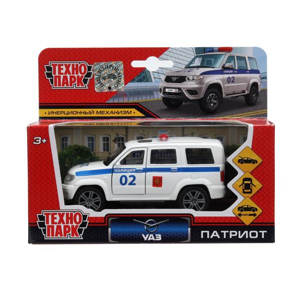 Машина металл UAZ patriot ПОЛИЦИЯ, 12 см, двери, багаж., инерц., кор. Технопарк SB-17-81-UP-P(W)-WB