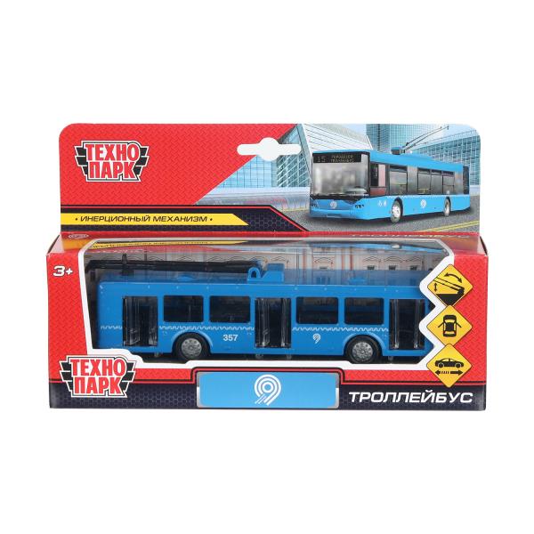 Машина металл МЕТРОПОЛИТЕН ТРОЛЛЕЙБУС 16,5 см, двери, инерц., синий, кор. Технопарк SB-16-65-WB(20-1