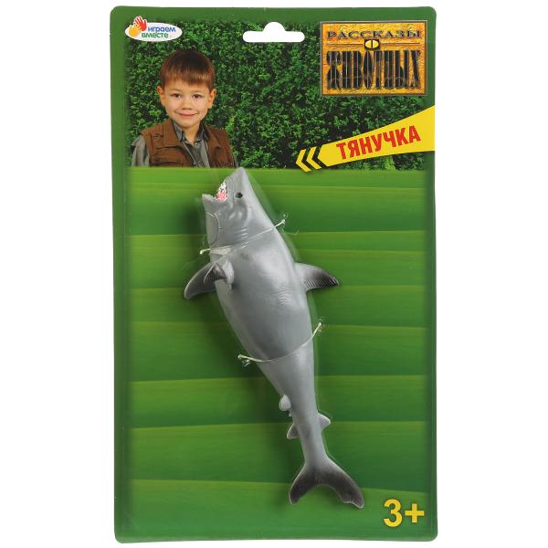 Игрушка пластизоль тянучка (гель) Играем вместе Тигровая акула 19,5см на блистере в кор.6*12шт (Вид 1)