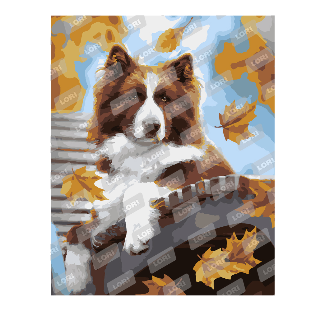 Кпн-187 Картина по номерам Осенний пёс (Вид 1)