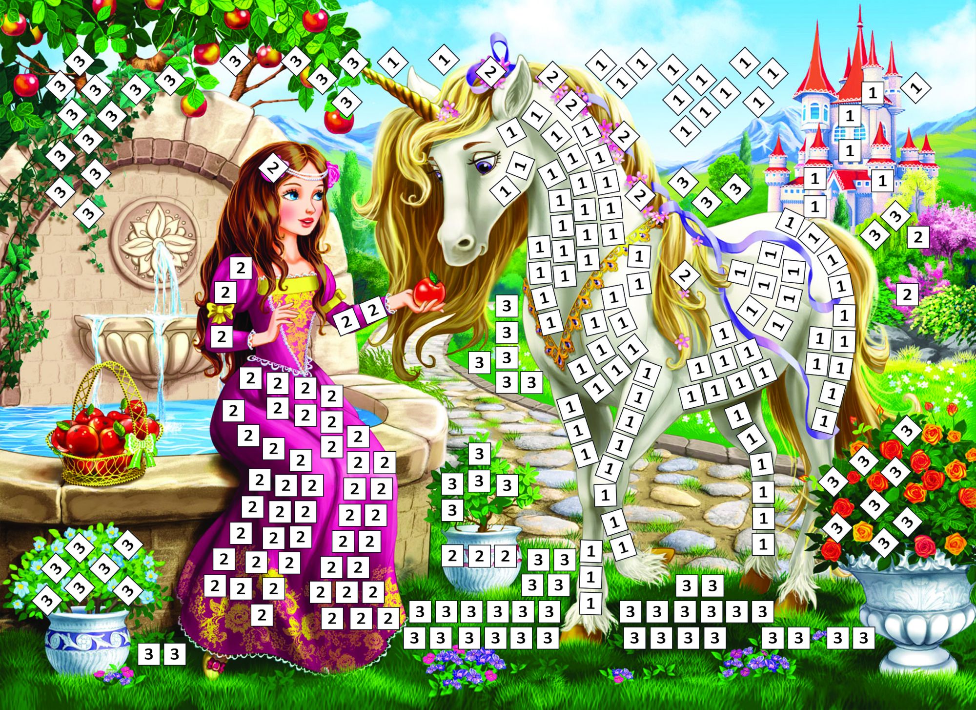Мозаика мягк. Сказочный единорог и принцесса А5 21*15 см М-2601 (Вид 1)