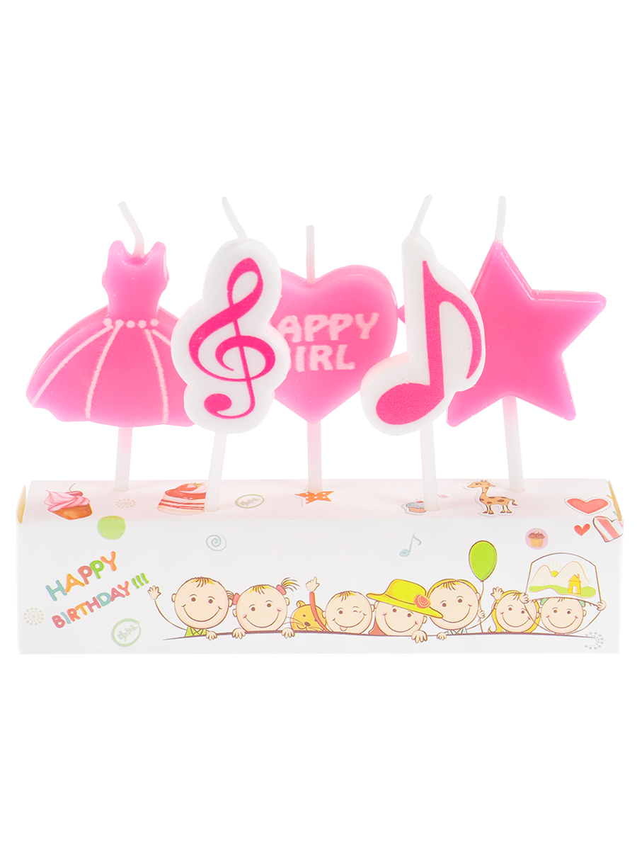Свечи для торта на пиках. Музыкальный праздник для девочки, 5 шт С-2999 (Вид 1)