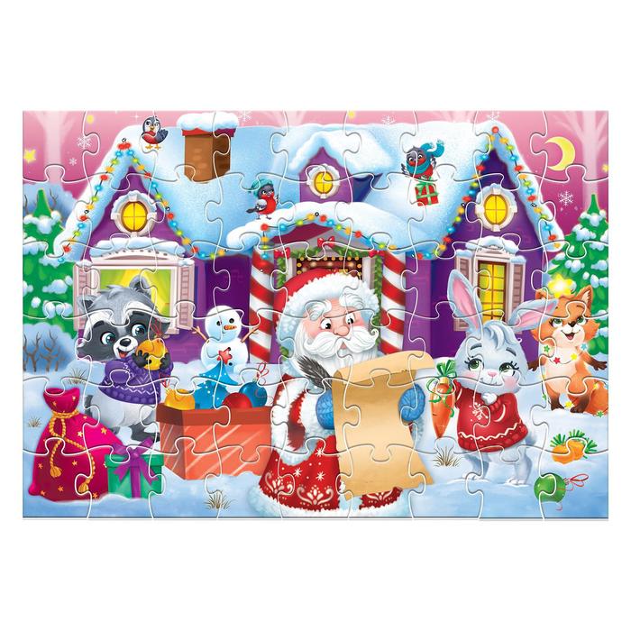 Пазлы в металлической коробке Домик Дедушки Мороза, 54 детали   4868655 (Вид 3)