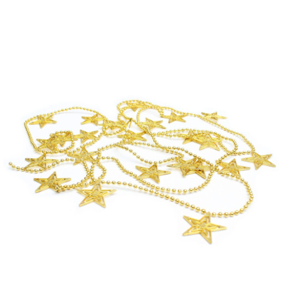 Новогоднее украшение бусы на ёлку золотые Яркие звезды НУ-6744